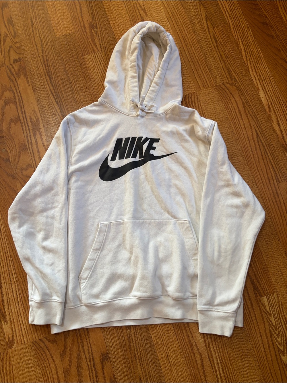 Nike White Hoodie with Black Swoosh Logo